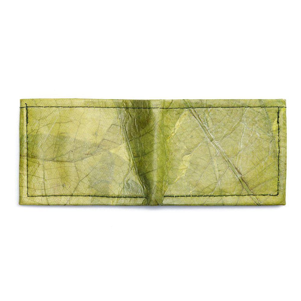 Vegan Leaf Leather Bifold Wallet Green - I Am The Animal