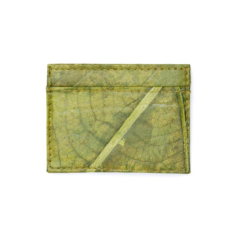 Vegan Leaf Leather Card Holder Green - I Am The Animal