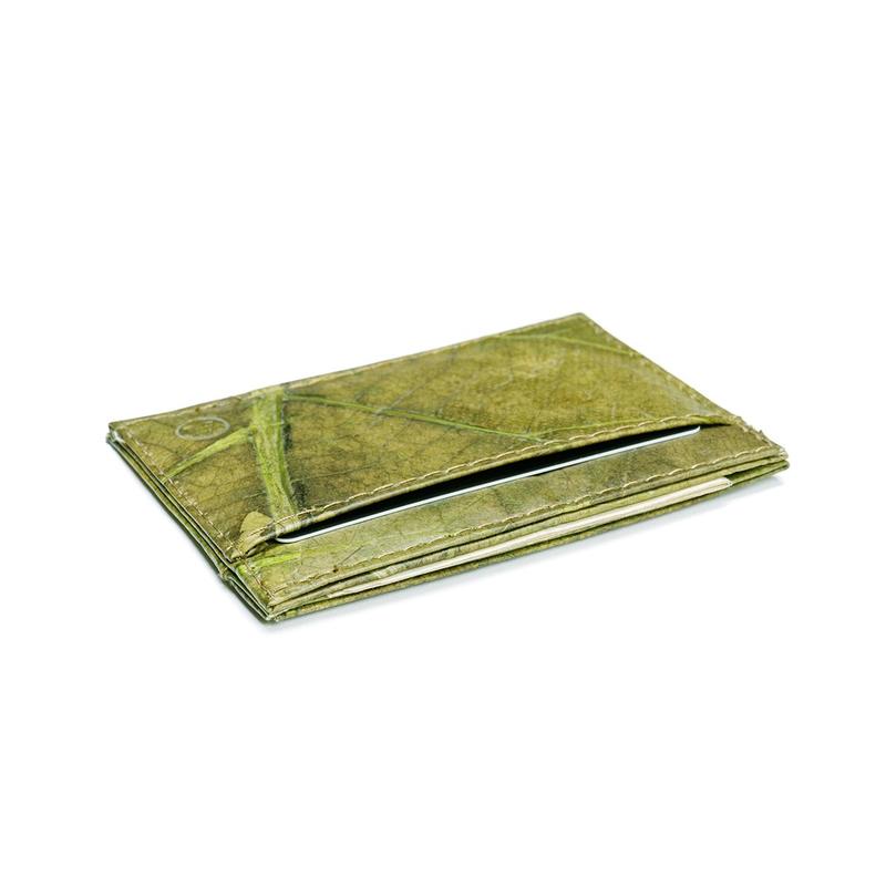 Vegan Leaf Leather Card Holder Green - I Am The Animal