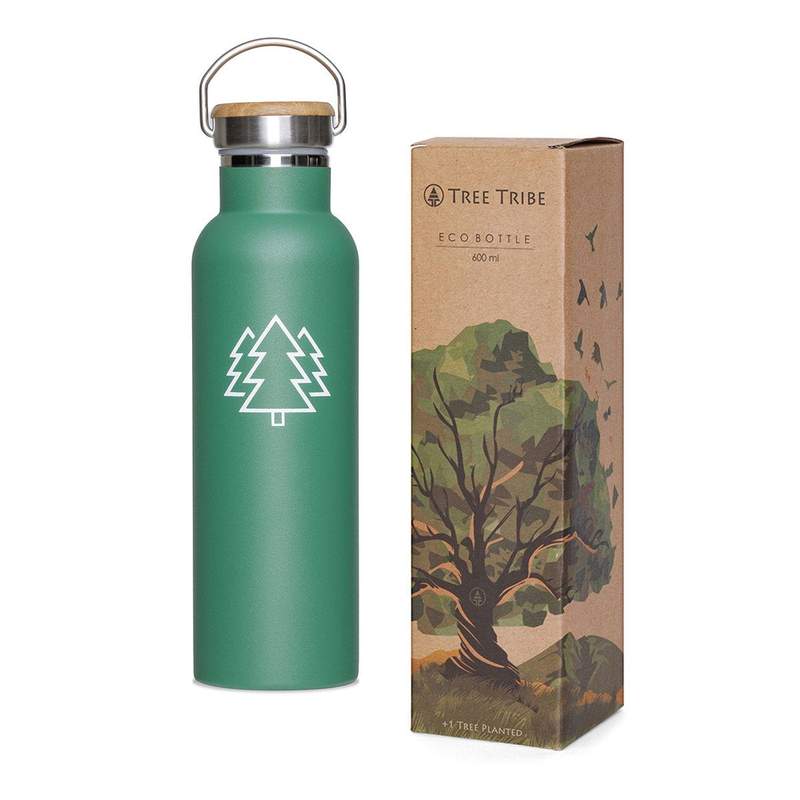 Stainless Steel Water Bottle Green Trees 600ml - I Am The Animal
