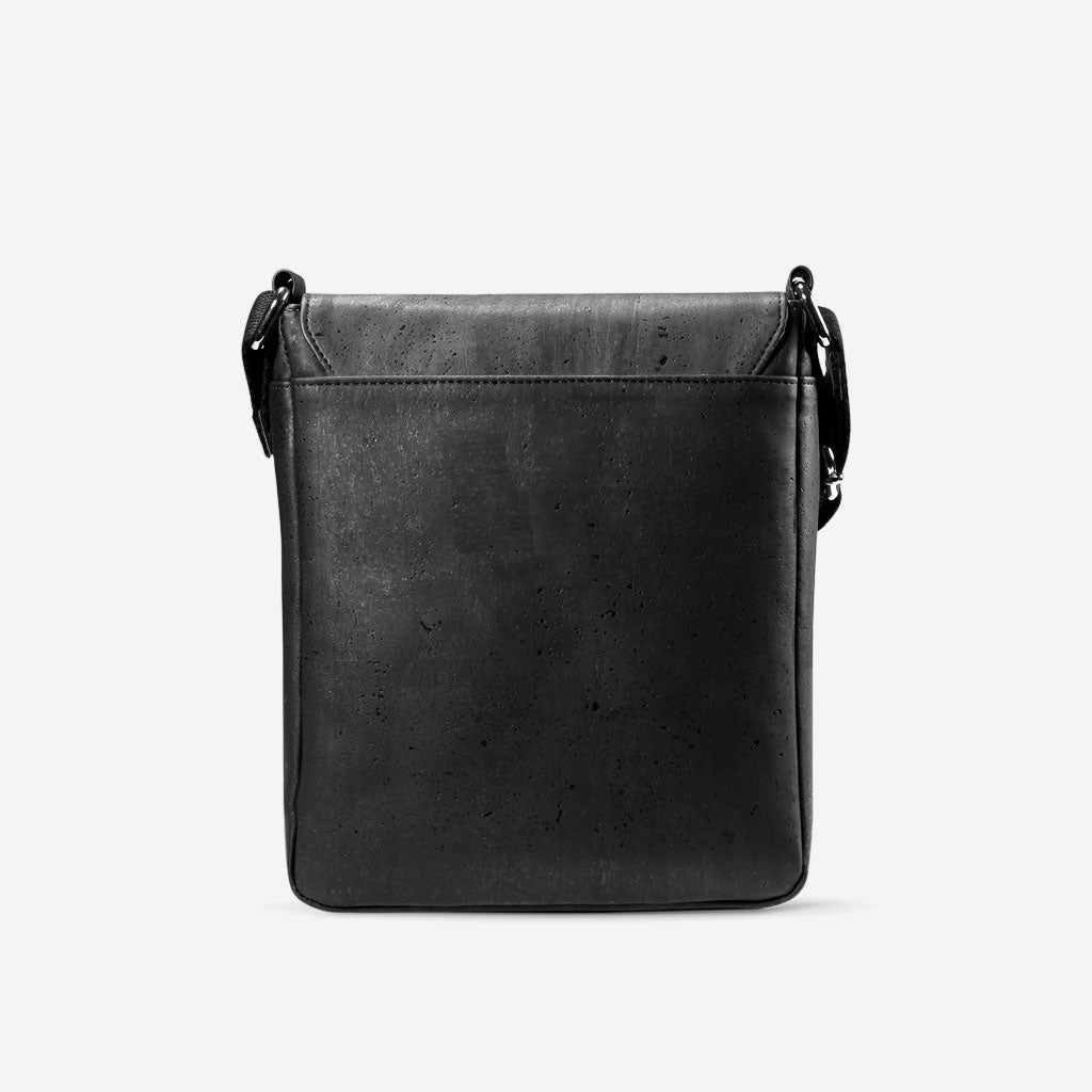 Cork Vegan Messenger Bag Medium Tablet Corkor Black - I Am The Animal