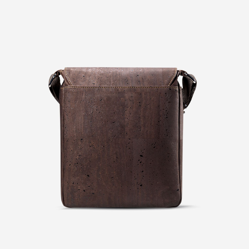 Cork Vegan Messenger Bag Medium Tablet Corkor Dark Brown - I Am The Animal