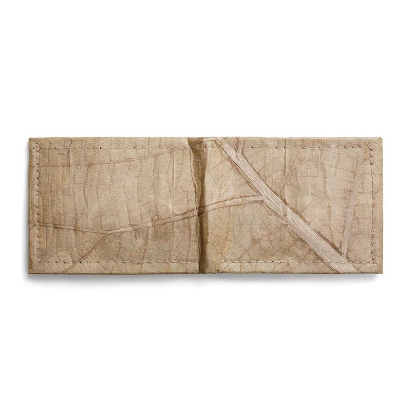 Vegan Leaf Leather Bifold Wallet Natural - I Am The Animal
