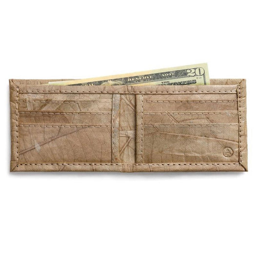 Vegan Leaf Leather Bifold Wallet Natural - I Am The Animal