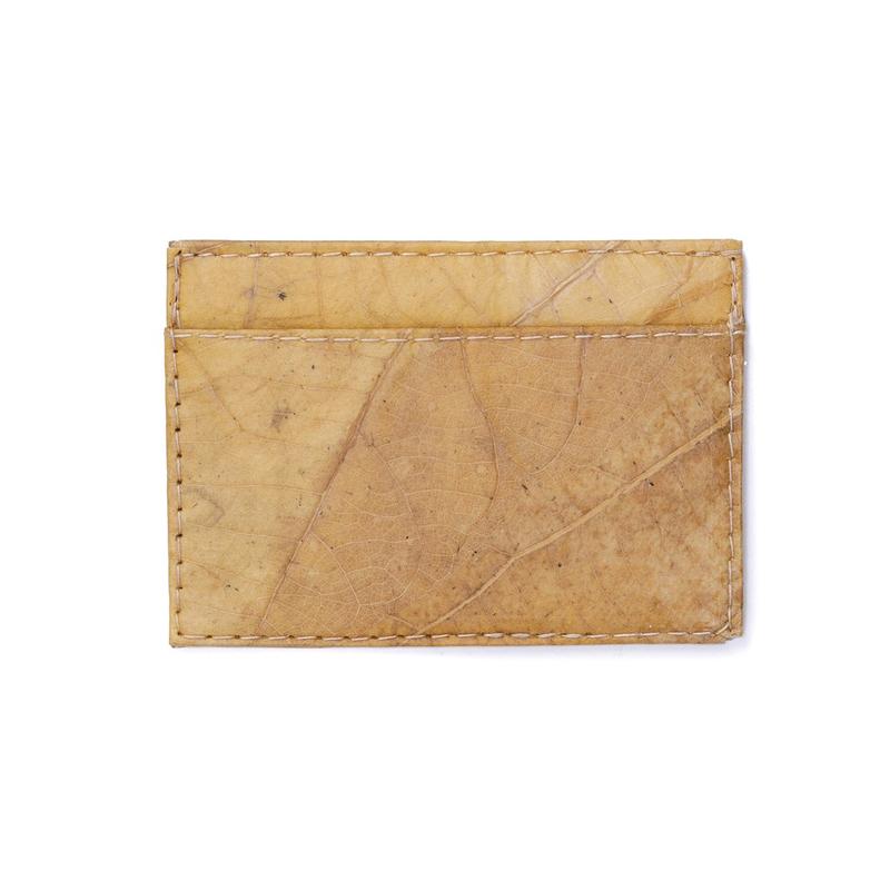 Vegan Leaf Leather Card Holder Natural - I Am The Animal