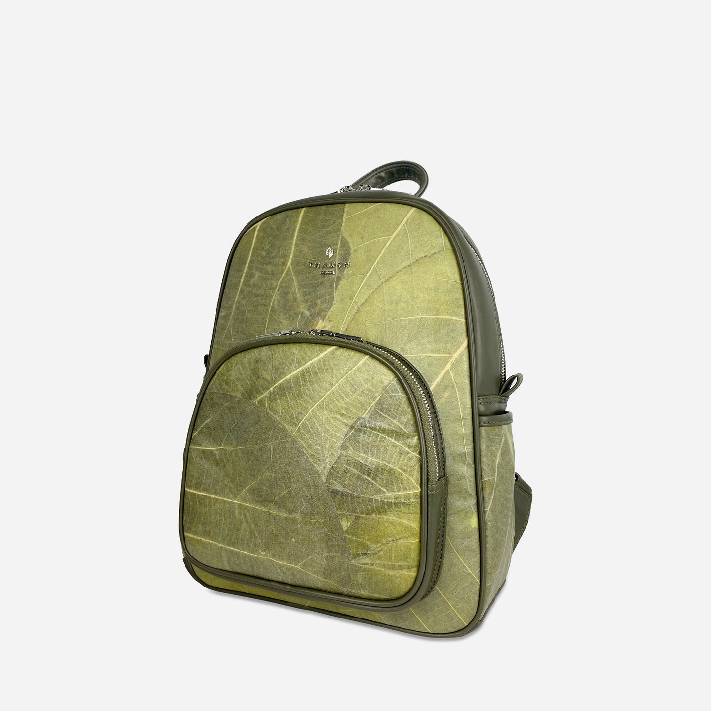 Vegan Leaf Leather Backpack Thamon Olive
