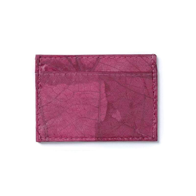 Vegan Leaf Leather Card Holder Pink - I Am The Animal