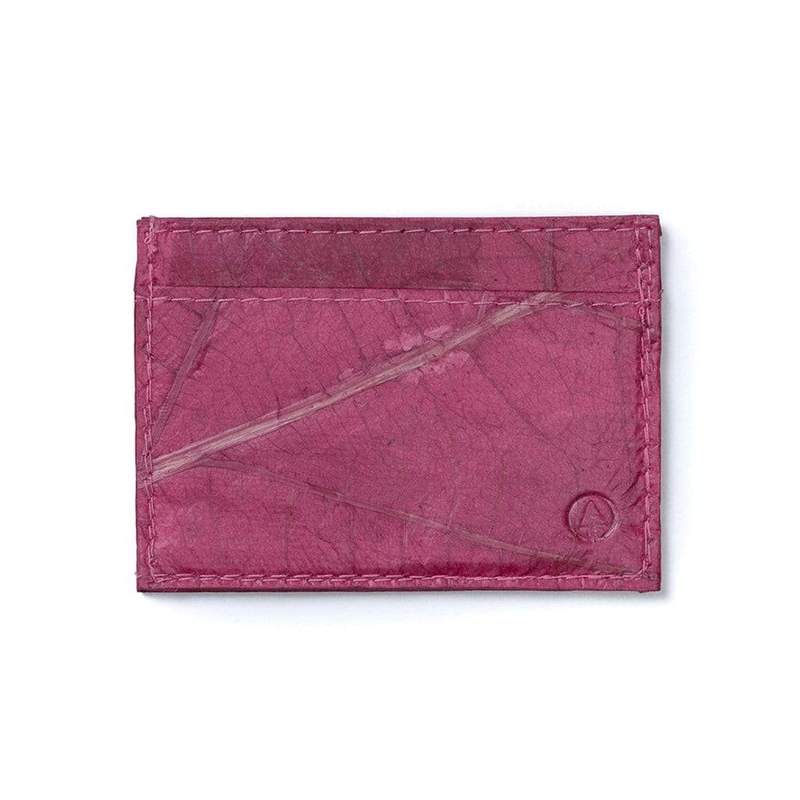 Vegan Leaf Leather Card Holder Pink - I Am The Animal