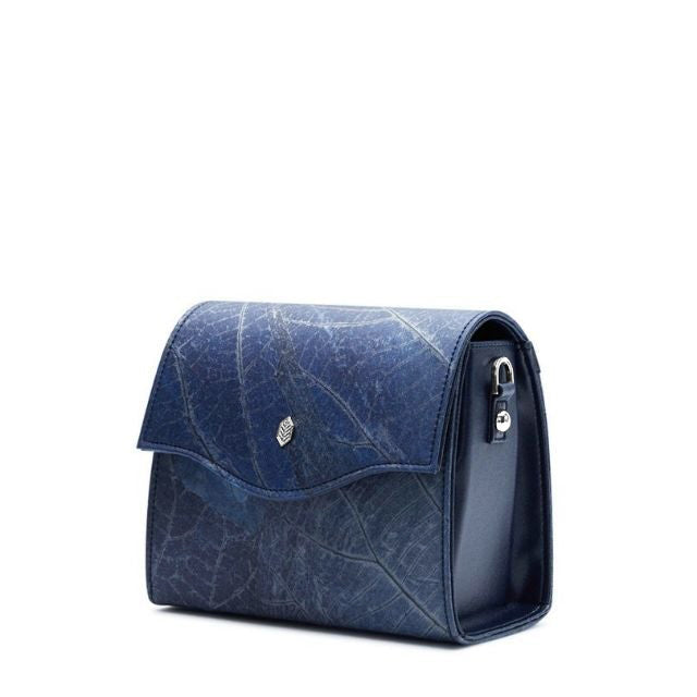 Vegan Leaf Leather Box Bag Thamon Sapphire - I Am The Animal