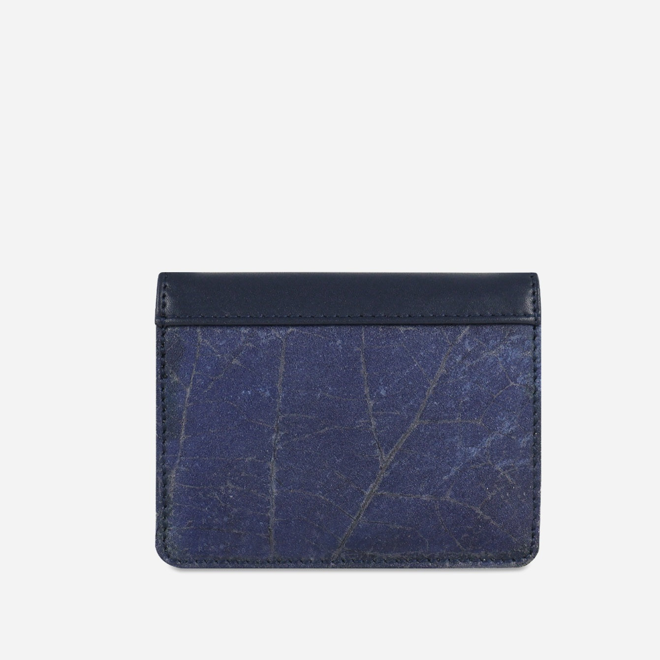 Vegan Leaf Leather Bifold Card Holder Thamon Blue