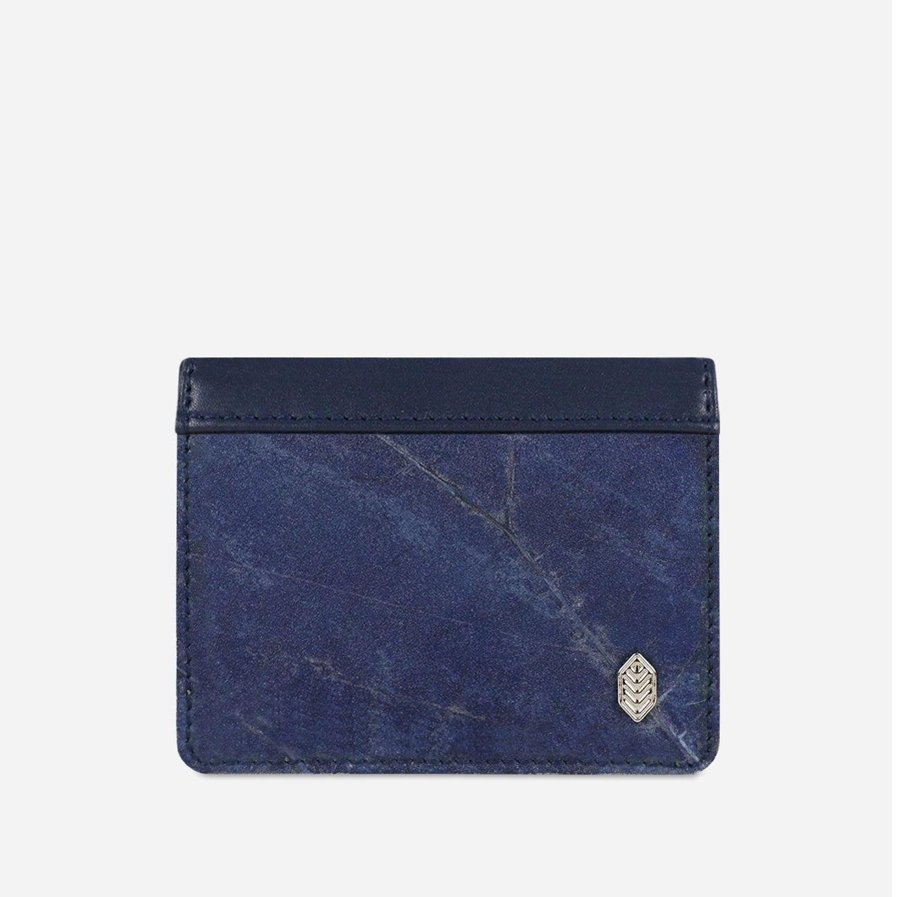 Vegan Leaf Leather Bifold Card Holder Thamon Blue