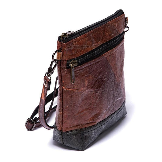 Vegan Leaf Leather Women's Shoulder Bag Brown - I Am The Animal