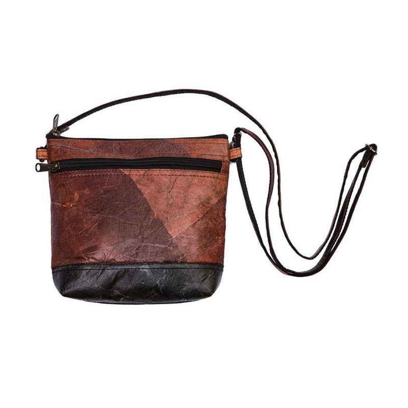 Vegan Leaf Leather Women's Shoulder Bag Brown - I Am The Animal