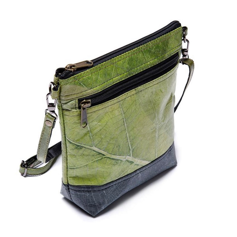 Vegan Leaf Leather Women's Shoulder Bag Green - I Am The Animal