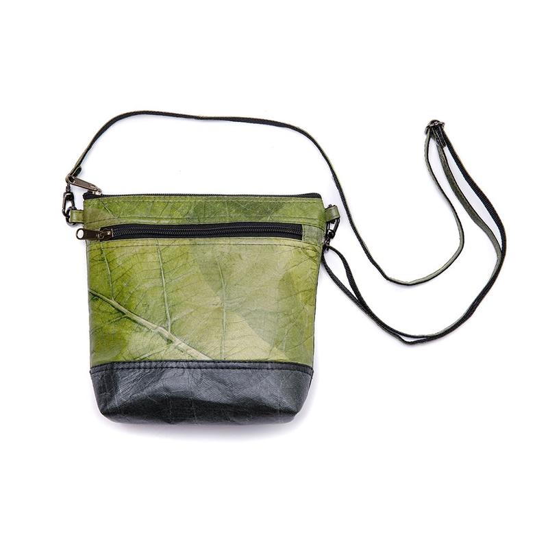 Vegan Leaf Leather Women's Shoulder Bag Green - I Am The Animal