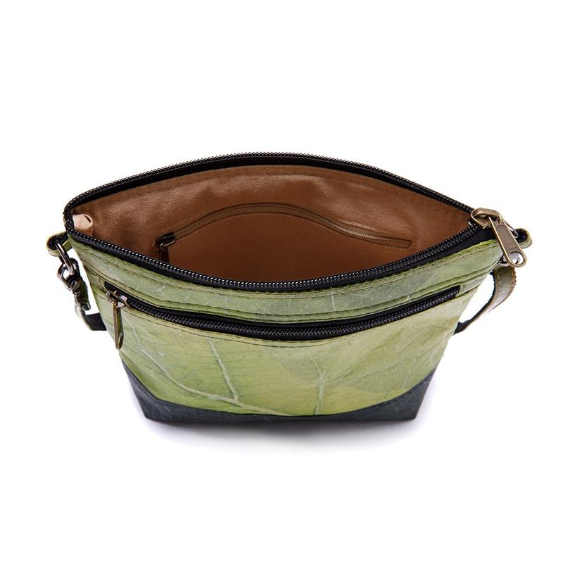 Vegan Leaf Leather Women's Shoulder Bag Green - I Am The Animal