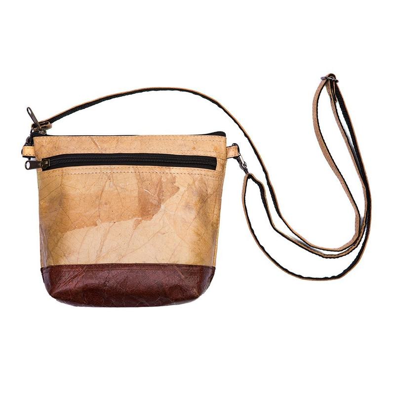 Vegan Leaf Leather Women's Shoulder Bag Natural - I Am The Animal