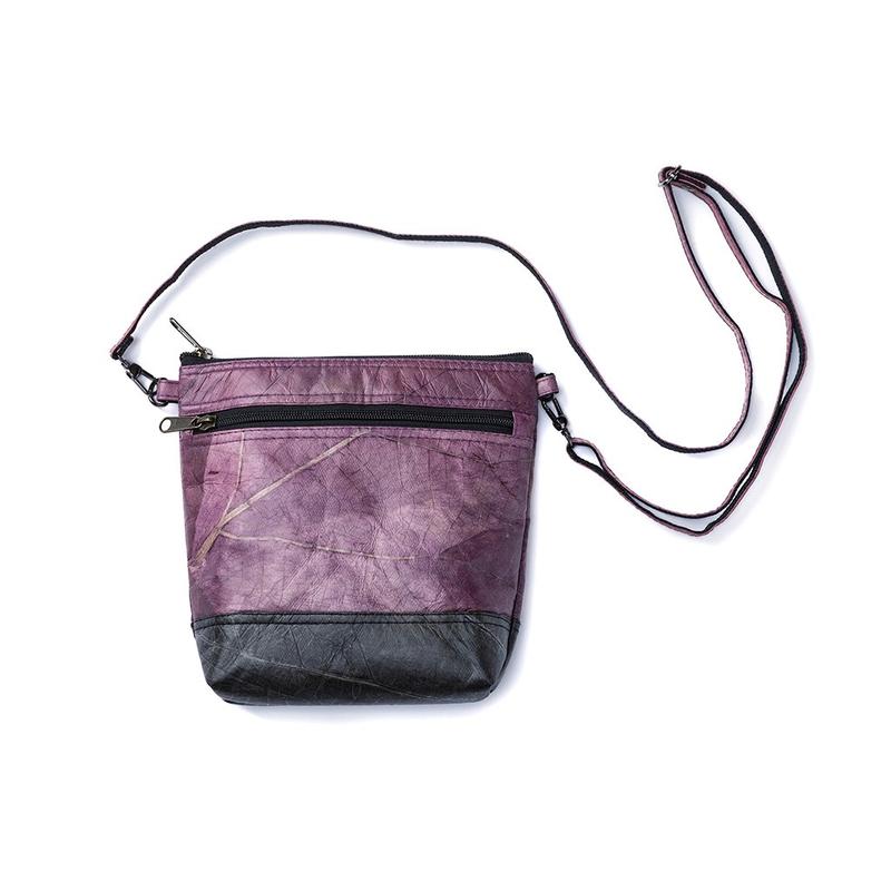 Vegan Leaf Leather Women's Shoulder Bag Purple - I Am The Animal