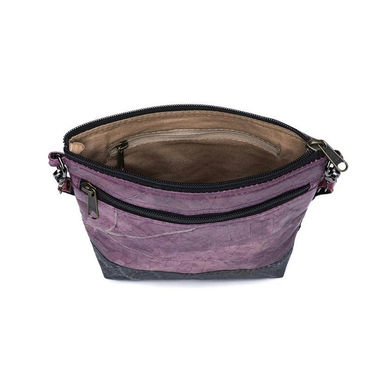 Vegan Leaf Leather Women's Shoulder Bag Purple - I Am The Animal