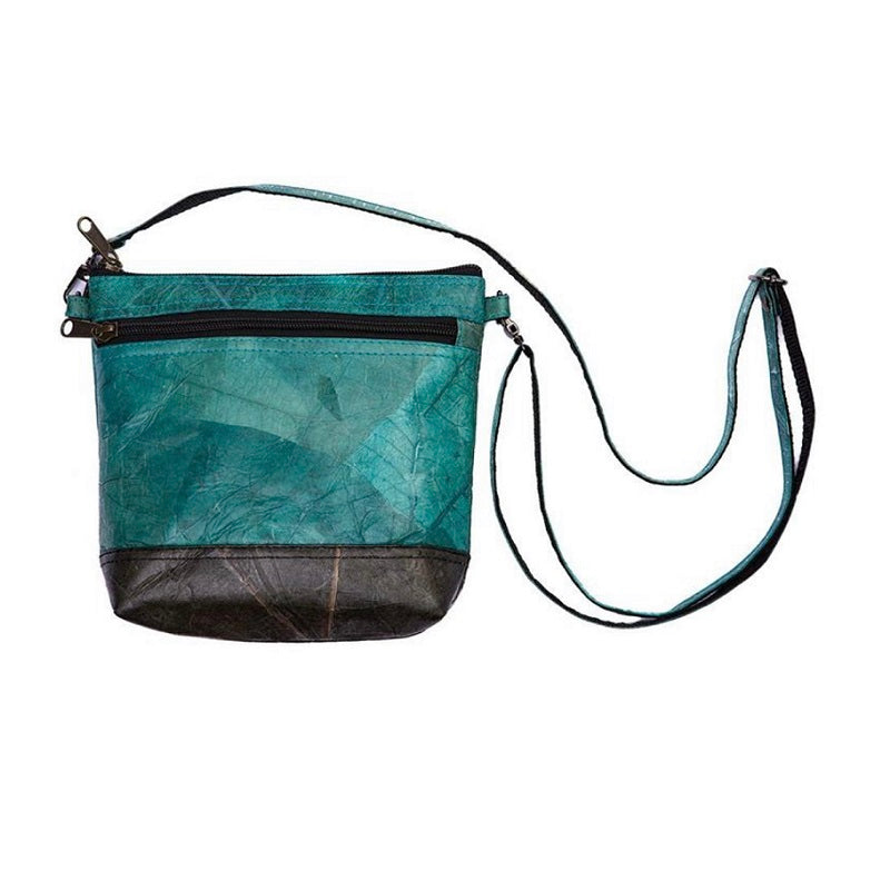 Vegan Leaf Leather Women's Shoulder Bag Turquoise - I Am The Animal