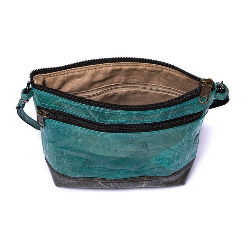 Vegan Leaf Leather Women's Shoulder Bag Turquoise - I Am The Animal