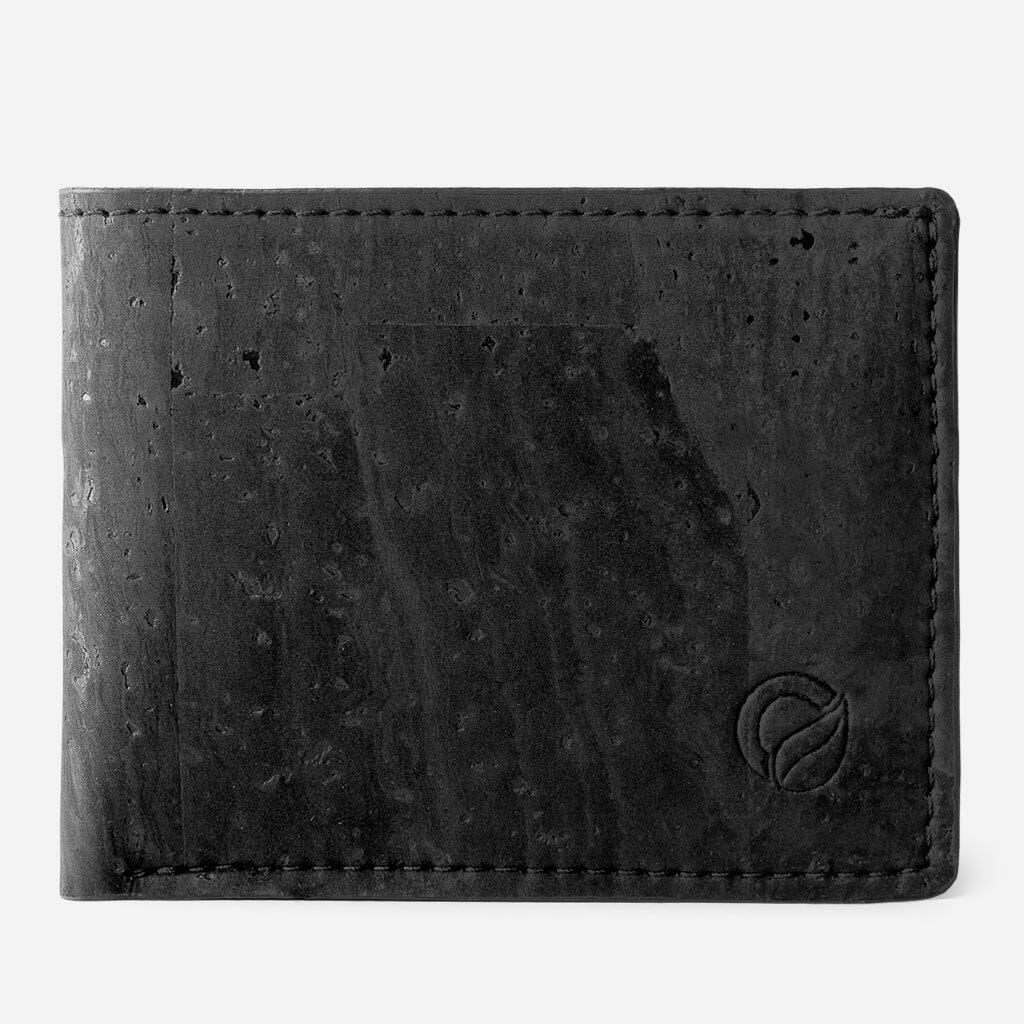 Cork Vegan Slim Bifold Wallet Corkor Black - I Am The Animal