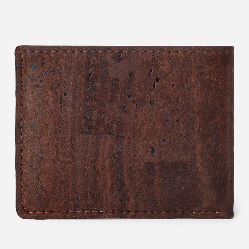 Cork Vegan Slim Bifold Wallet Corkor Dark Brown - I Am The Animal