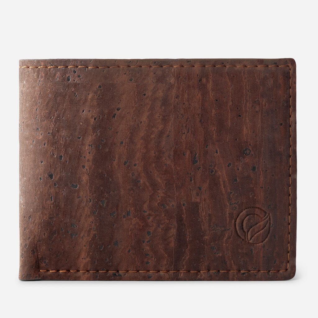 Cork Vegan Slim Bifold Wallet Corkor Dark Brown - I Am The Animal