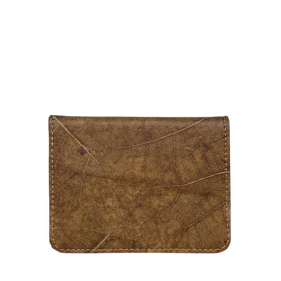 Vegan Leaf Leather Bifold Card Holder Thamon Brown - I Am The Animal