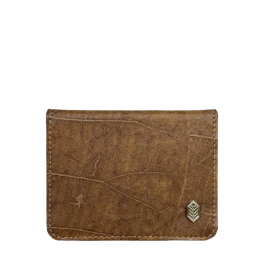 Vegan Leaf Leather Bifold Card Holder Thamon Brown - I Am The Animal