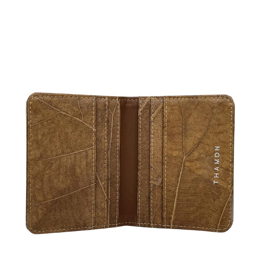 Vegan Leaf Leather Bifold Card Holder Thamon Brown - I Am The Animal