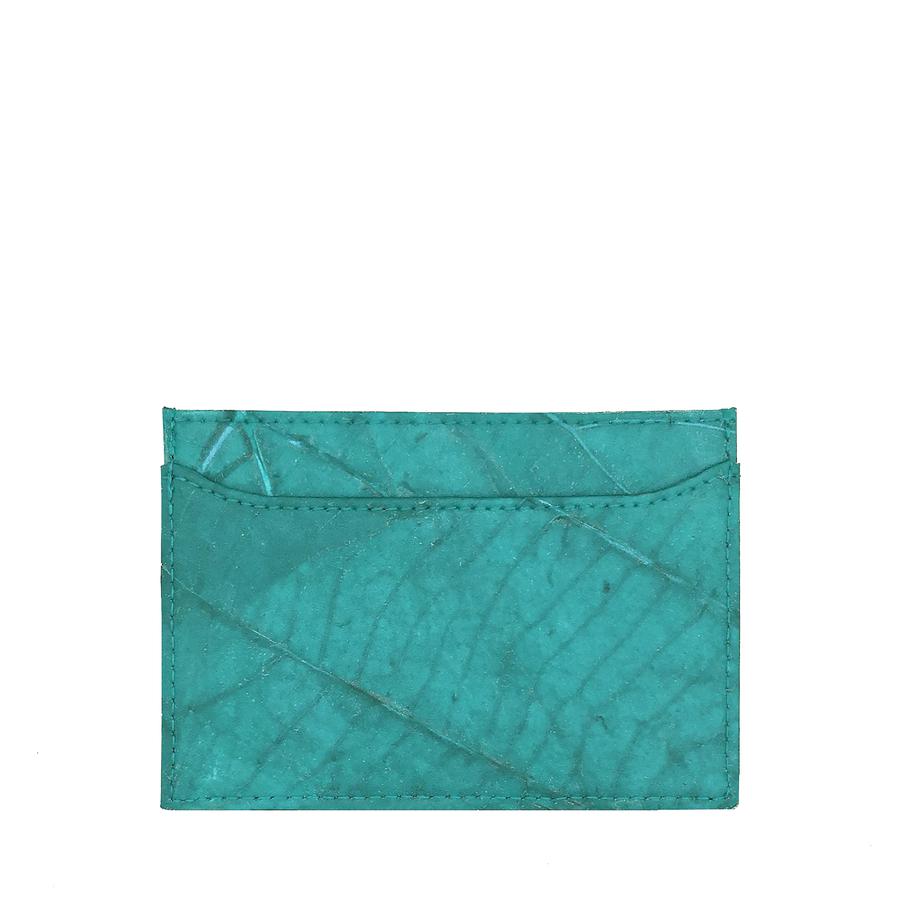 Vegan Leaf Leather Card Holder Thamon Turquoise - I Am The Animal