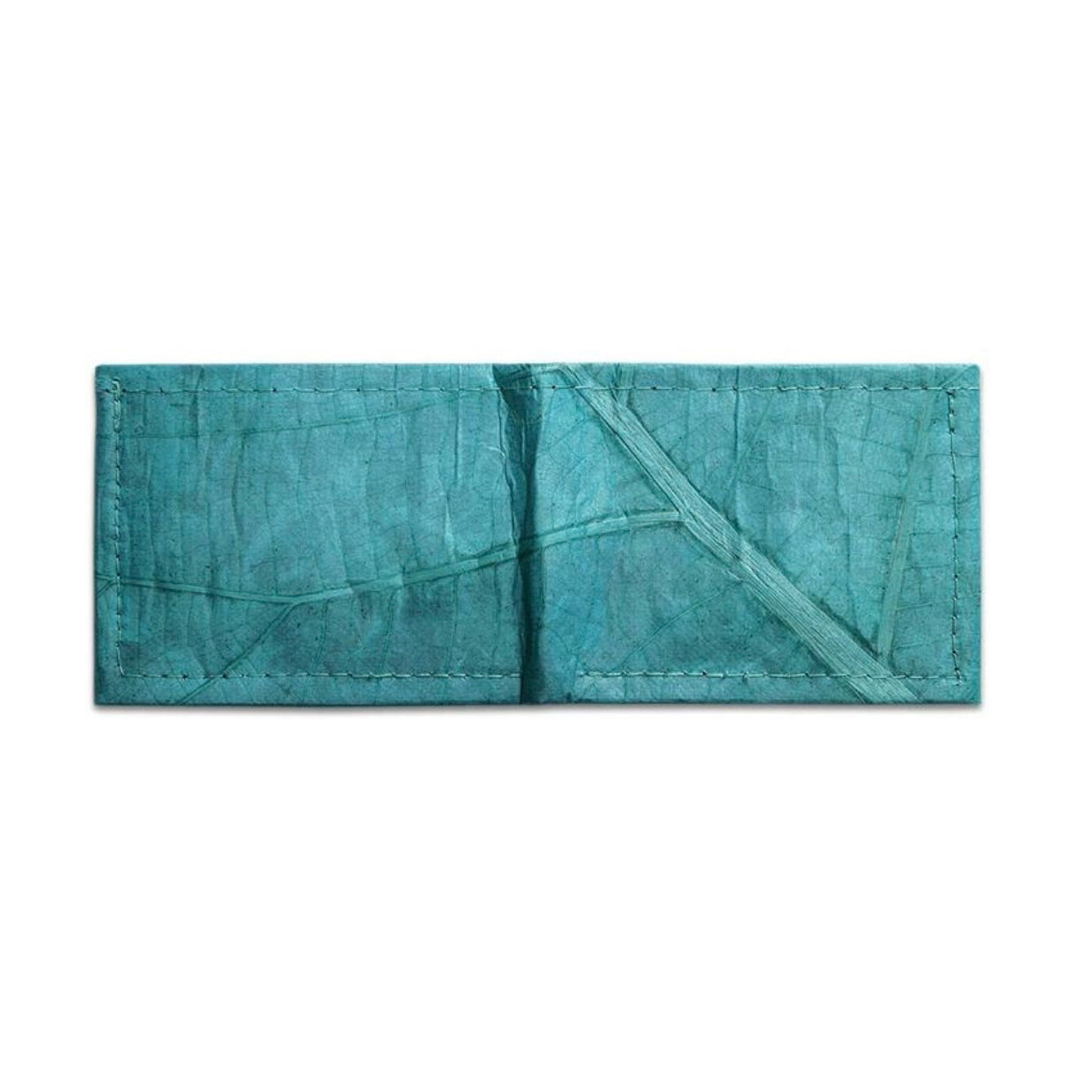 Vegan Leaf Leather Bifold Wallet Turquoise - I Am The Animal