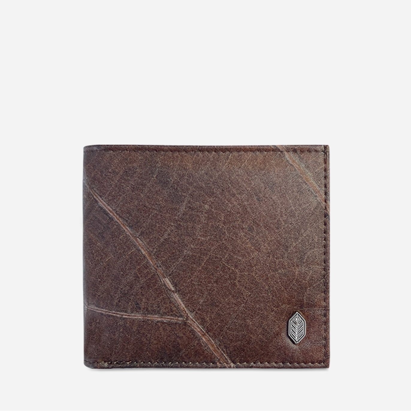 Vegan Leaf Leather Bifold Wallet Thamon Brown