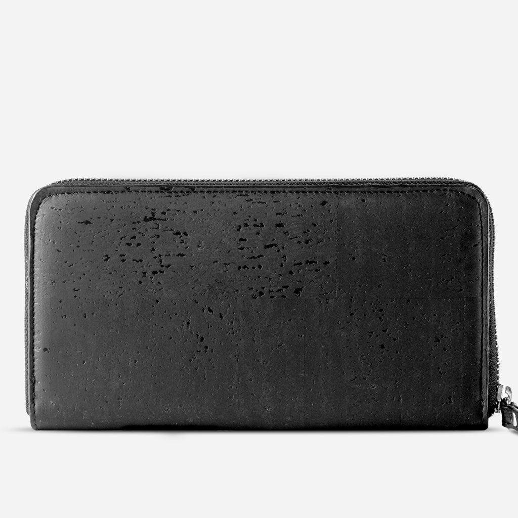 Cork Vegan Long Wallet Women's Corkor Black - I Am The Animal
