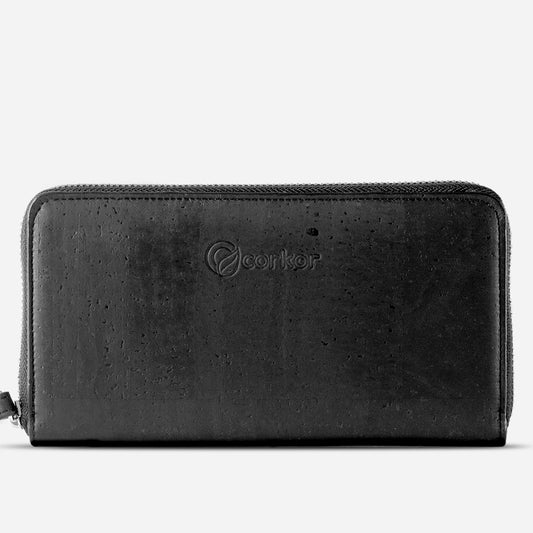 Cork Vegan Long Wallet Women's Corkor Black - I Am The Animal