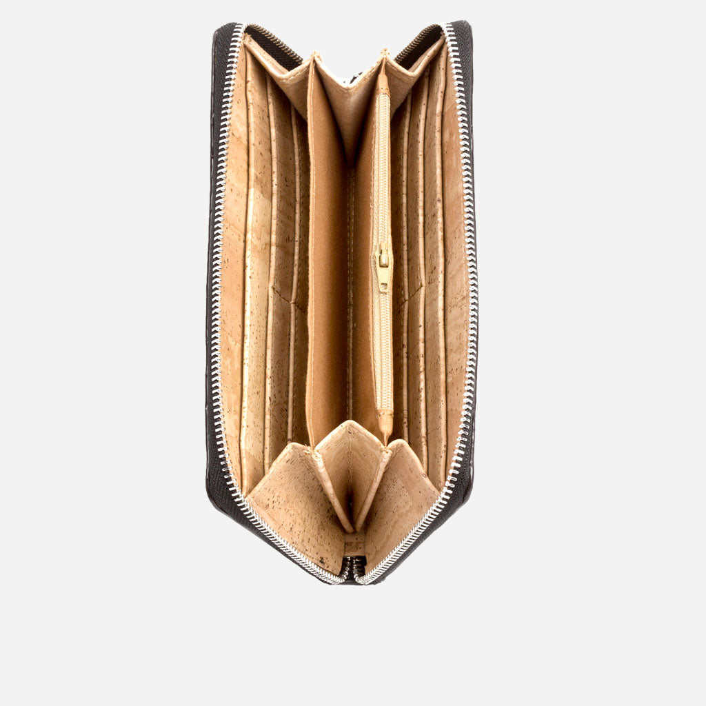Cork Vegan Long Wallet Women's Corkor Black - I Am The Animal