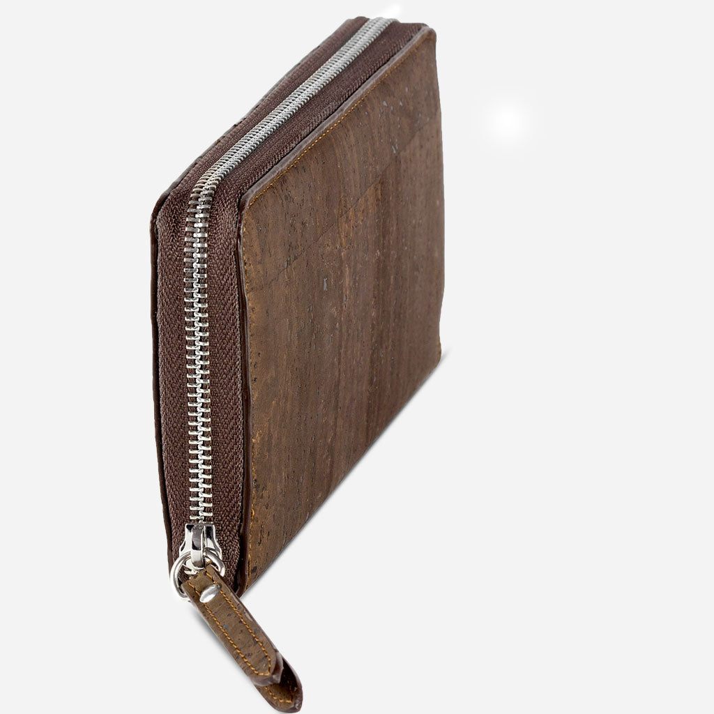 Cork Vegan Long Wallet Women's Corkor Dark Brown - I Am The Animal