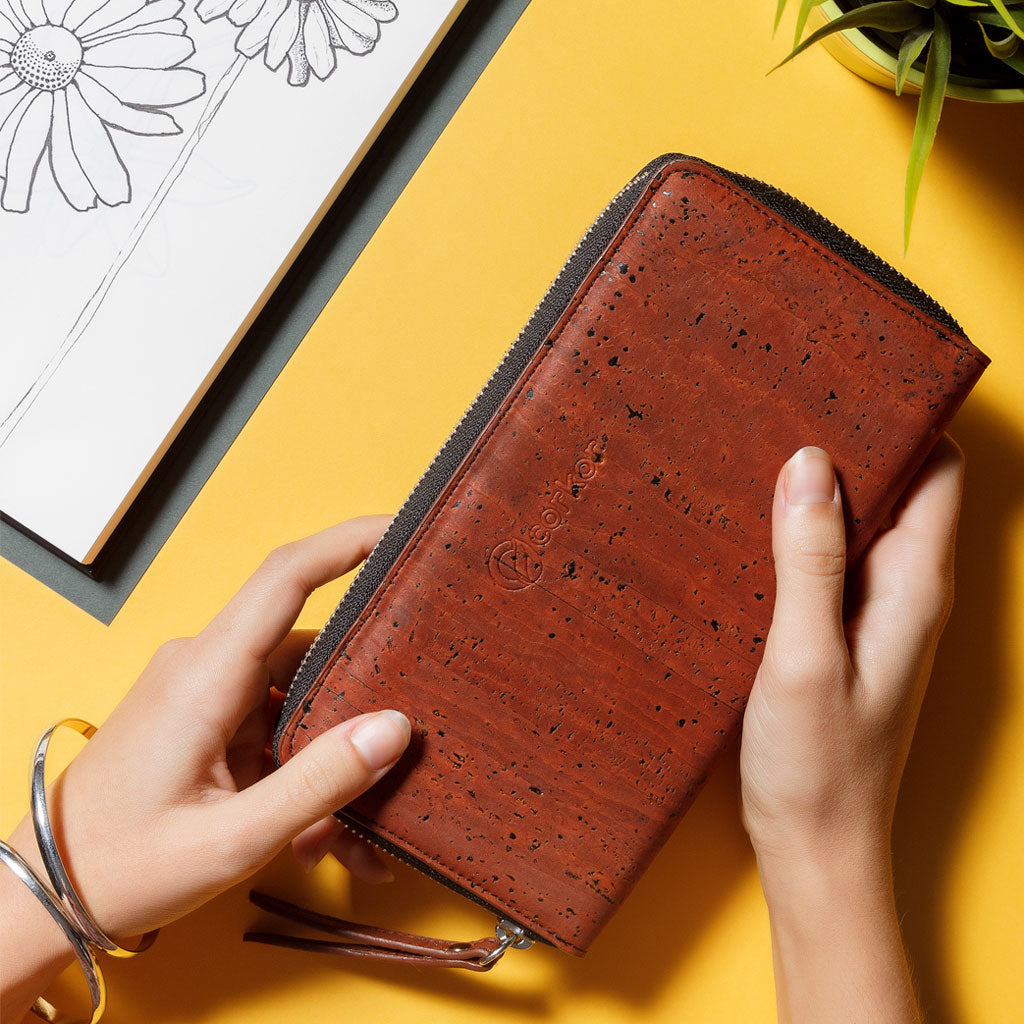 Cork Vegan Long Wallet Women's Corkor Red - I Am The Animal