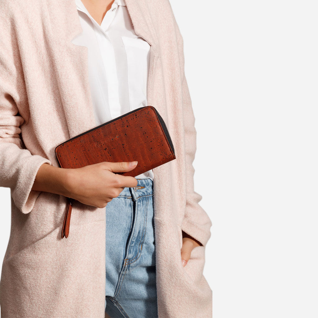 Cork Vegan Long Wallet Women's Corkor Red - I Am The Animal