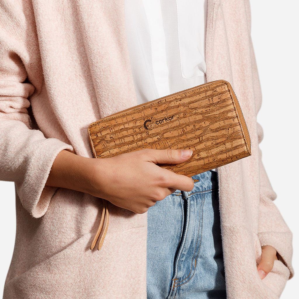 Cork Vegan Long Wallet Women's Corkor Zebra - I Am The Animal