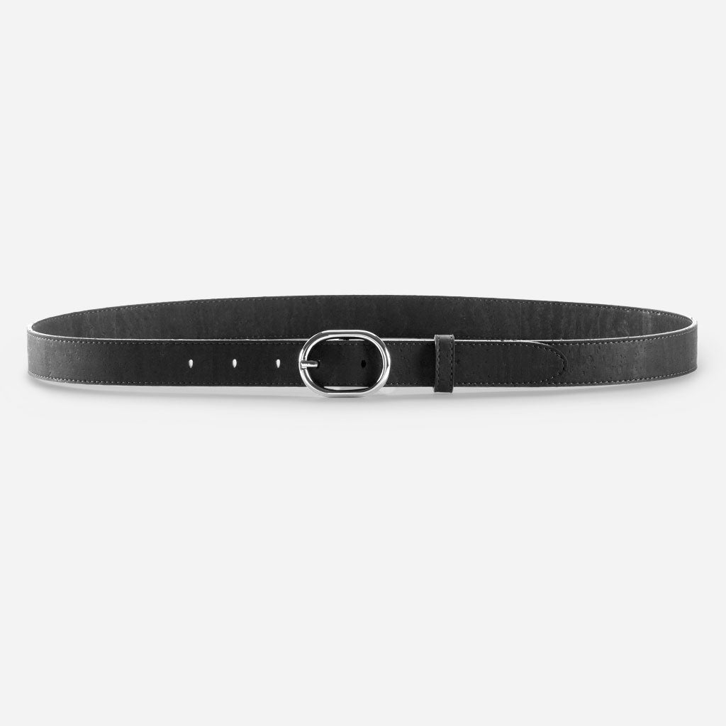 Cork Vegan Women's Belt 25mm Corkor Black - I Am The Animal