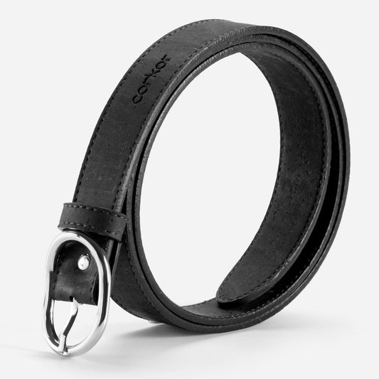 Cork Vegan Women's Belt 25mm Corkor Black - I Am The Animal