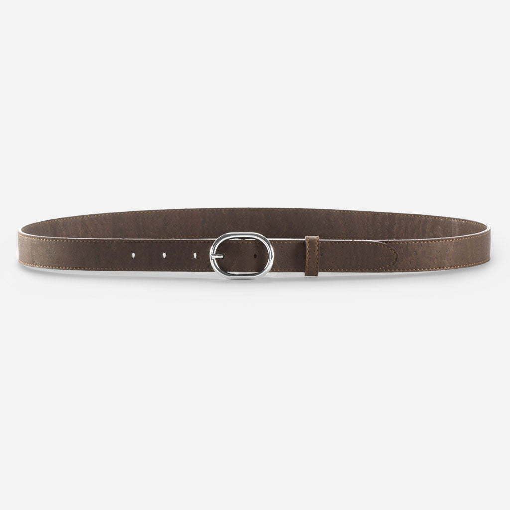 Cork Vegan Women's Belt 25mm Corkor Dark Brown - I Am The Animal