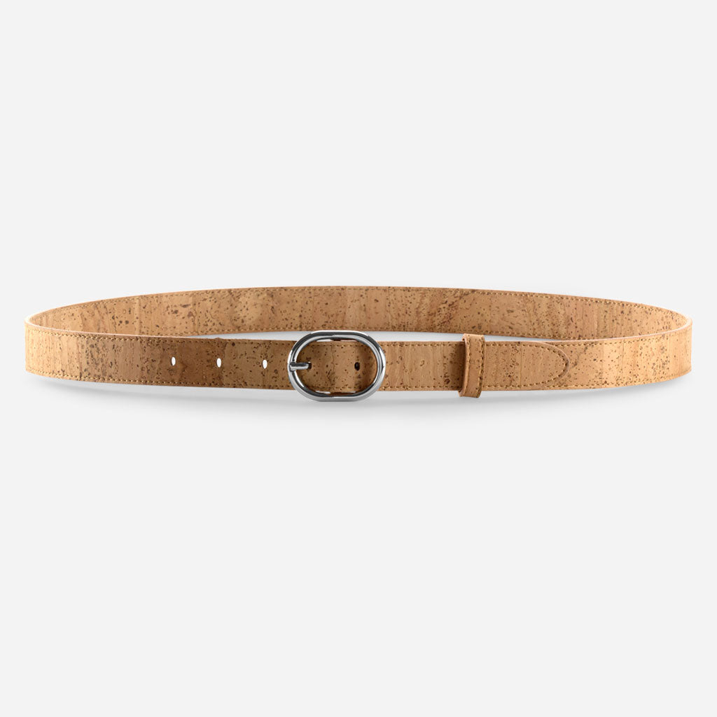 Cork Vegan Women's Belt 25mm Corkor Light Brown - I Am The Animal
