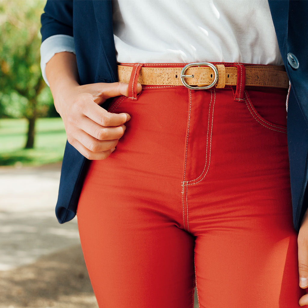 Cork Vegan Women's Belt 25mm Corkor Light Brown - I Am The Animal
