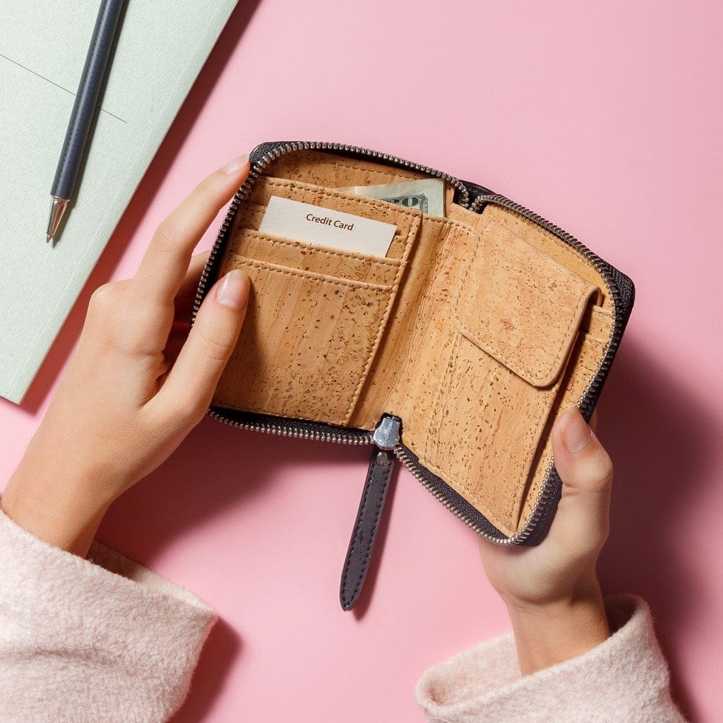 Cork Vegan Square Wallet Women's Corkor Black