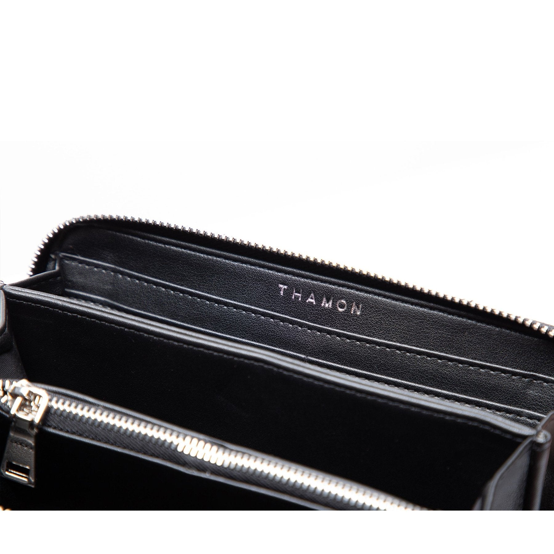 Vegan Leaf Leather Zip Wallet Thamon Black - I Am The Animal