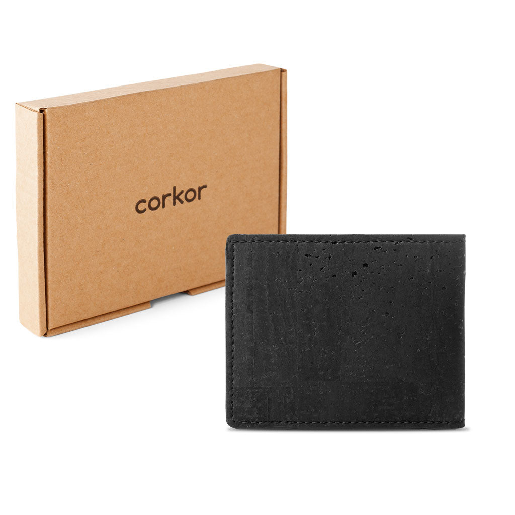 Cork Vegan Passcase Wallet Corkor Black - I Am The Animal