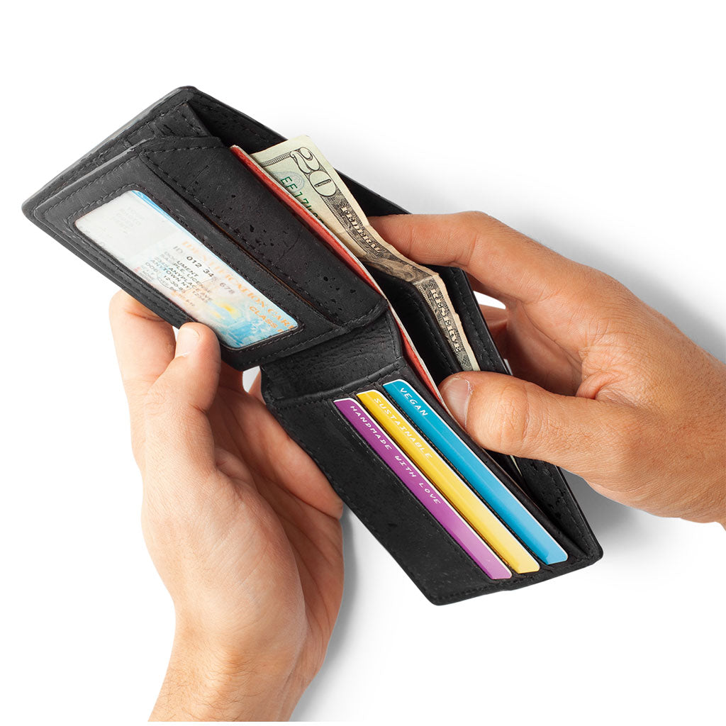 Cork Vegan Passcase Wallet Corkor Black - I Am The Animal